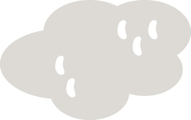 Poster - Flat gray stylized cloud is hovering in vector art, showing white curves on transparent background