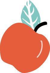 Poster - Displaying vector orange-red fruit with black stem, turquoise leaf, shine on transparent backdrop