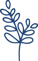 Poster - Stylized plant branch with oval leaves is showcasing minimalist line drawing on transparent canvas