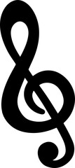 Poster - Black treble clef symbol is floating on transparent backdrop in flat vector design