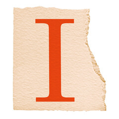 Poster - Flat design showing bold red letter I on beige-textured paper with torn-edge transparent background