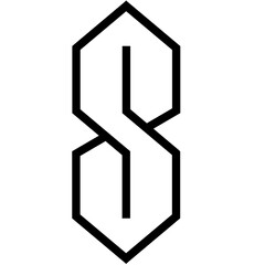 Poster - stylized letter s is showing in flat style with interlocking polygons, transparent background