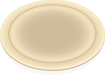 Poster - Beige round 3D render platform is floating on clear backdrop, showing raised rim and beveled sides