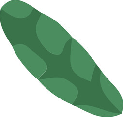Poster - Elongated green form is sliding diagonally in flat style with camo spots on transparent backdrop