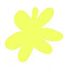 Poster - Flat art flowerlike abstract graphic is floating on transparent background with neon yellow loops