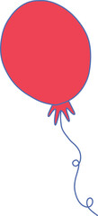 Poster - Stylized red balloon in flat design is floating on transparent background with curling blue string