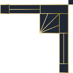 Poster - Corner frame is showing gold borders, navy panel, radiating triangles, flat transparent background