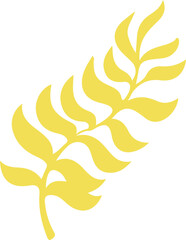 Poster - Stylized yellow botanical frond is being shown in flat design, on transparent background