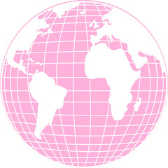 Poster - Globe floating over transparent backdrop showing pink sphere with white grid and continent shapes