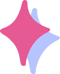Poster - Two overlapping four-pointed star shapes are sparkling in flat design, with transparent background