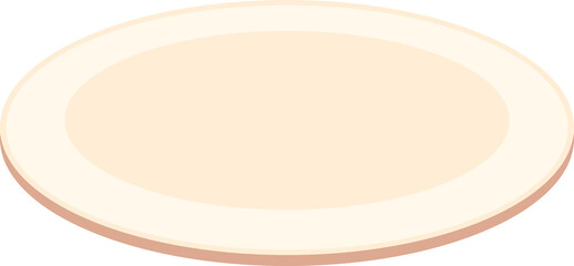 Poster - 3D render round beige plate is floating on transparent background, showcasing concentric shading