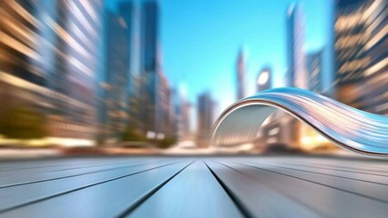 Poster - Dynamic Cityscape with Flowing Lines: A modern city skyline is shown with dynamic lines, creating a sense of motion and progress.