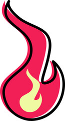 Poster - Stylized flame icon showing red outline with yellow flame in flat design on transparent background