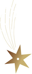 Poster - Flat design golden seven-pointed star icon is shooting with curved trails on transparent background