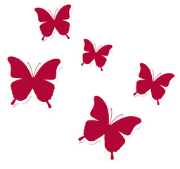 Poster - Five abstract butterfly stickers floating on transparent background in flat design, crisp outlines