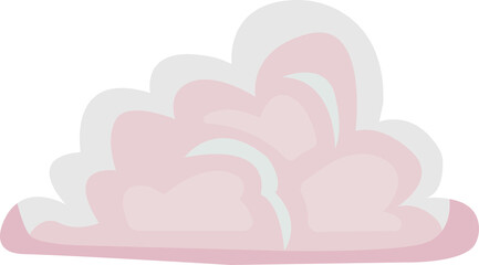 Poster - Stylized pastel cloud floating on transparent background, showing layered soft lobes in flat design