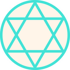 Poster - abstract flat symbol is displaying hexagon surrounded by six triangles with transparent background