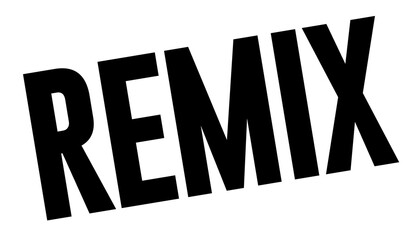 Poster - Showing flat design bold REMIX text floating on slanted white rectangle over transparent backdrop