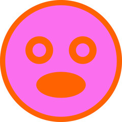 Poster - round emoji is showing surprise in flat style with orange border, pink fill, transparent background