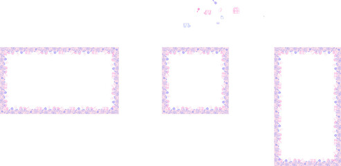 Poster - Flat design featuring pastel doodle frames in three formats with icons on transparent background