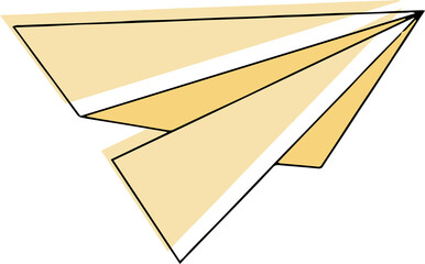 Poster - Stylized paper airplane is floating in flat design with golden hues, folds, transparent background
