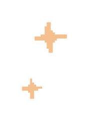 Poster - Two peach pixel art sparkle shapes are twinkling on transparent backdrop, showing starburst design