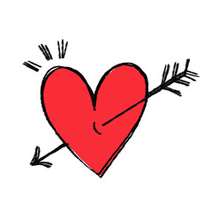 Poster - Red heart is being pierced diagonally by black arrow and accent lines, transparent background