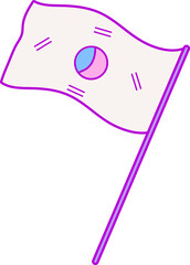 Poster - Showing stylized flat flag waving on slender pole with two-tone emblem, transparent background