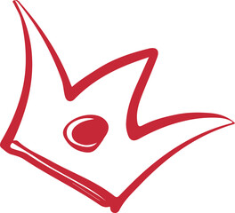 Poster - Showing red hand-drawn crown sketch on transparent background with three peaks and central circle