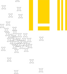 Poster - Flat design pattern is displaying white outlined X shapes and yellow bars on transparent background
