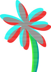Poster - Flat design flower is blooming on transparent background, showing layered overlapping petals