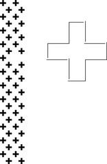 Poster - Outlined plus is floating next to grid of black plus signs in vector style, transparent background