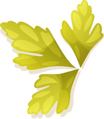 Poster - Three-lobed leaf cluster is floating in flat design, with gradient highlights on transparent canvas