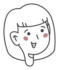 Poster - Single female head is showing rosy blushes in minimalistic line sticker on transparent background
