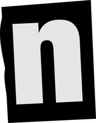 Poster - Stylized lowercase n is floating on rotated black rectangle in flat design, transparent background