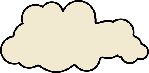 Poster - Flat design cloud is floating with pale cream fill and bold black outline on transparent background