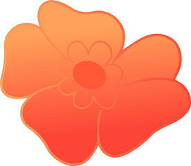 Poster - Displaying abstract flat flower icon with layered petals, yellow-red gradient, clear background