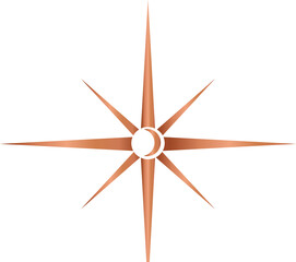 Poster - Eight-pointed star with center circle is glowing in transparent copper gradient vector, copy space
