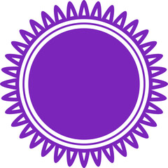 Poster - Displaying flat purple sunburst emblem with double rings on transparent background copy space