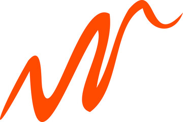 Poster - Abstract orange brush stroke flowing across transparent background forming sine wave flourish