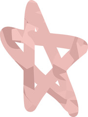 Poster - Abstract ribbon star is twisting in 3D render, with pastel pink facets on transparent background