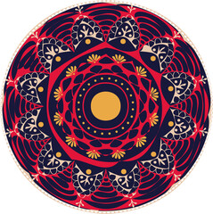 Poster - Displaying flat mandala pattern with floral-geometric motifs, transparent background, copy space