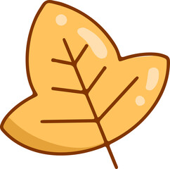 Poster - Cartoon-like autumn leaf featuring brown-veined glossy surface, transparent background, copy space