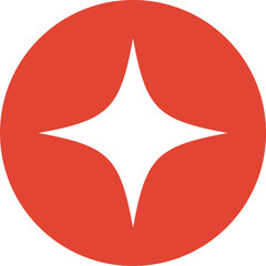 Poster - Red round emblem is floating in flat design on transparent background showing 4-point star shape