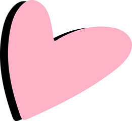 Poster - Stylized pink heart icon is showing in flat design with black drop shadow on transparent background