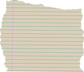 Poster - Displaying torn ruled paper sheet on transparent background revealing teal lines and magenta margin