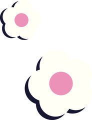 Poster - Two flat flower icons are floating on clear backdrop white petals pink centers casting navy shadows