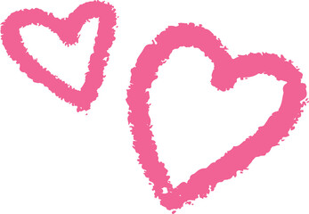 Poster - Two heart shapes are being shown in flat graphic with rough chalk outlines on transparent backdrop