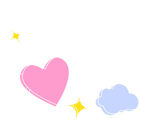 Poster - Flat design is showing pink heart with wings and arrow, yellow stars, cloud, transparent background