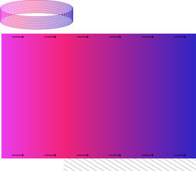 Poster - Abstract design is showing gradient panel arrows, wireframe torus and striped bar on transparent bg